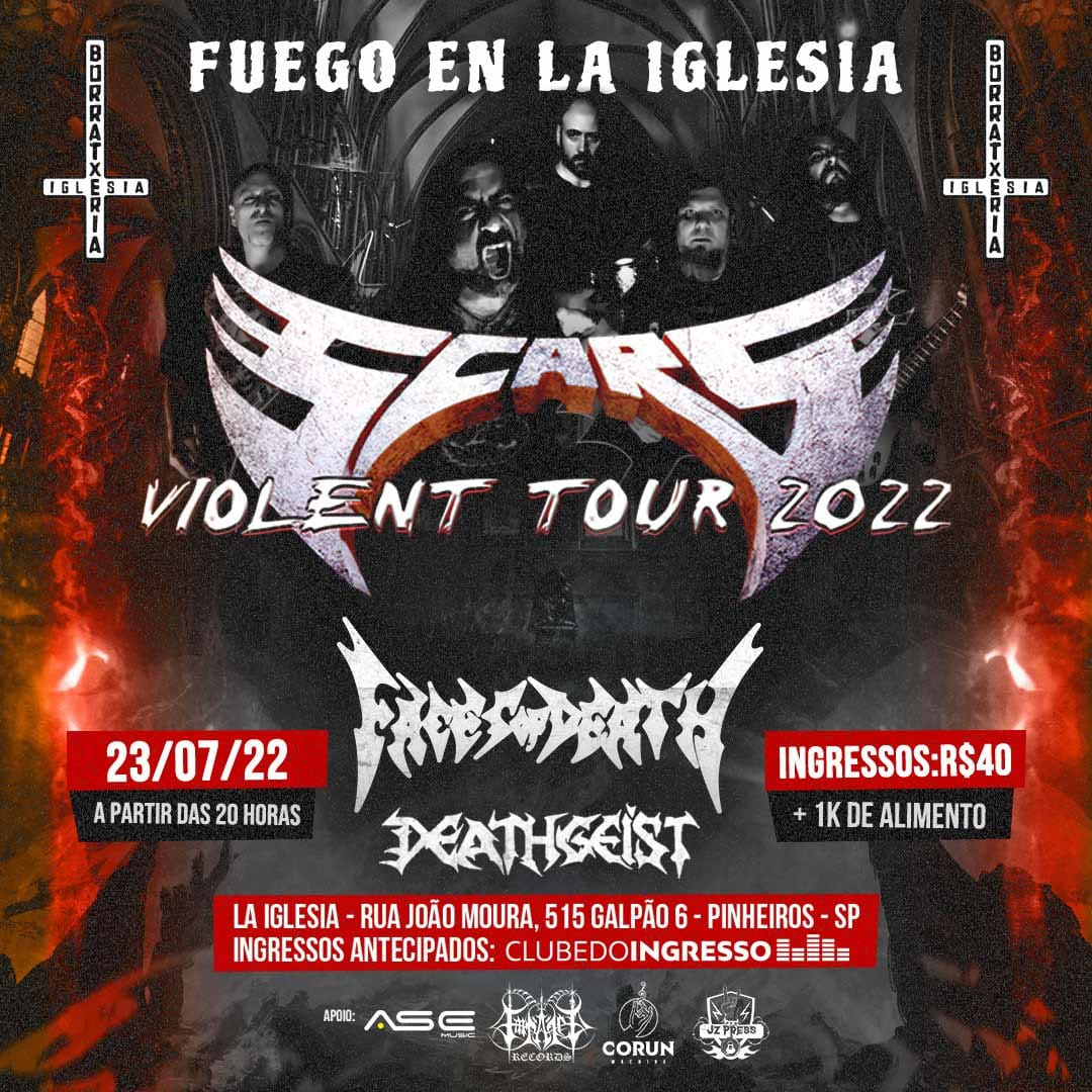 Fogo Thrasher no Iglesia La Borratxeria dia 23 de julho com Deathgeist, Scars e Faces Of Death!